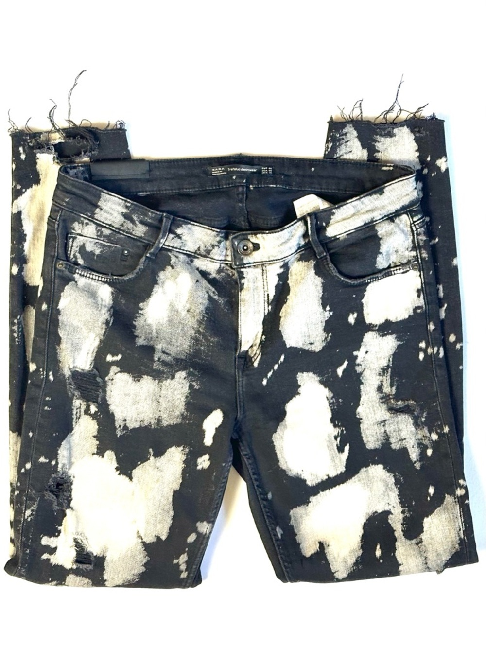 Zara Trafaluc Denimwear Women’s Skinny Jeans in Black & Bleach Size 00 - Picture 3 of 8